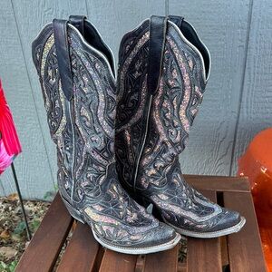 J.B. Dillon Sparkling Black Heeled Boots